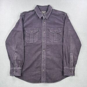Filson Mens Moleskin Field Shirt Medium Black Cotton Button Down Workwear